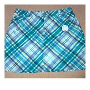 NWT, Croft & Barrow Blue Plaid Skort, Sz 16